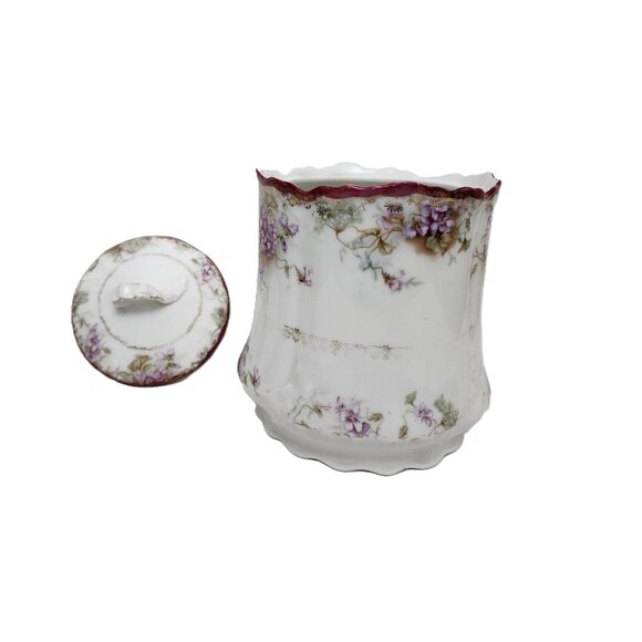 Antique J&C Malmaison Germany Hand Painted Cracker Jar with Gold Detail - Picture 4 of 6